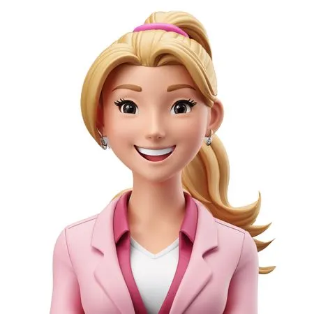 Smiling Woman Character In A Pink Blazer  AI Image