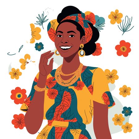 Smiling Woman In Colorful Attire  AI Image