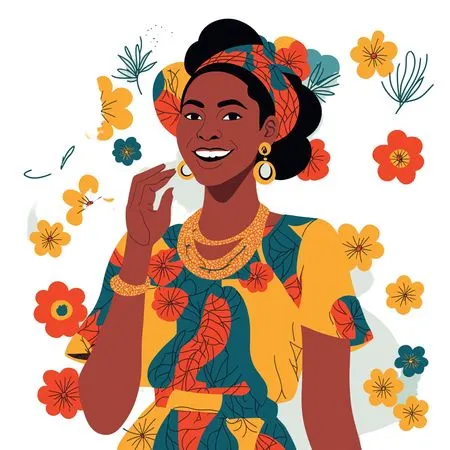 Smiling Woman In Colorful Attire  AI Image
