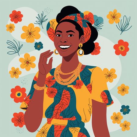 Smiling Woman In Colorful Attire  AI Image