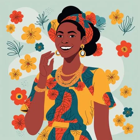 Smiling Woman In Colorful Attire  AI Image