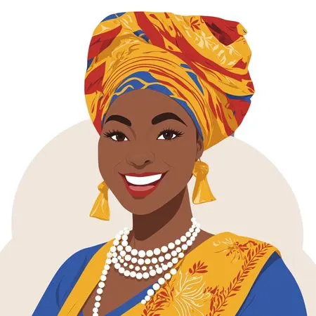 Smiling Woman In Traditional Attire  AI Image