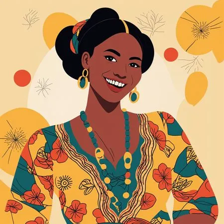 Smiling Woman In Vibrant Attire  AI Image