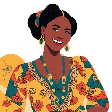 Smiling Woman In Vibrant Attire  AI Image