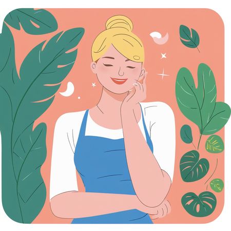 Smiling Woman With Plants  AI Image