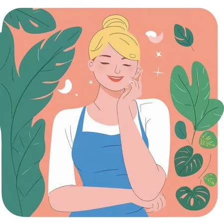 Smiling Woman With Plants  AI Image