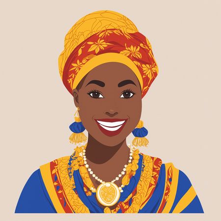 Smiling Woman With Traditional Attire  AI Image