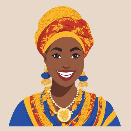 Smiling Woman With Traditional Attire  AI Image
