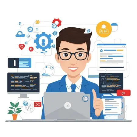 Software Developer Working On A Laptop  AI Image