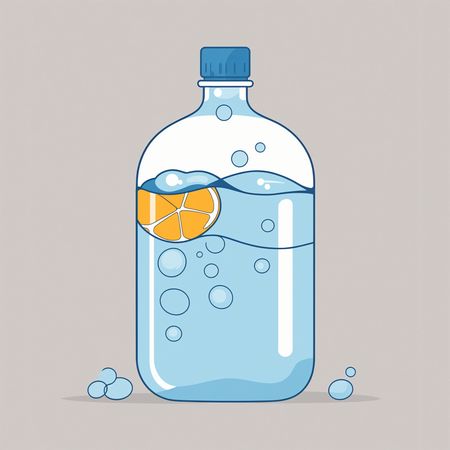 Sparkling Water Bottle With Lemon Slice  AI Image