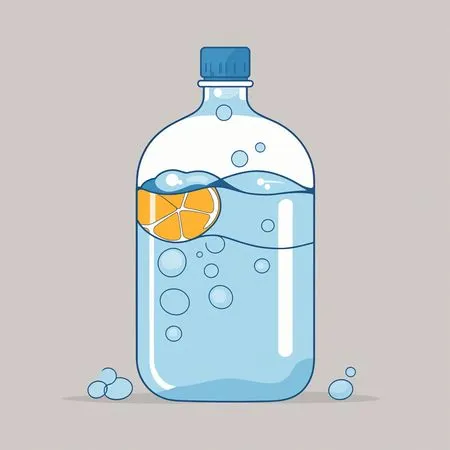 Sparkling Water Bottle With Lemon Slice  AI Image