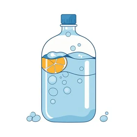 Sparkling Water Bottle With Lemon Slice  AI Image