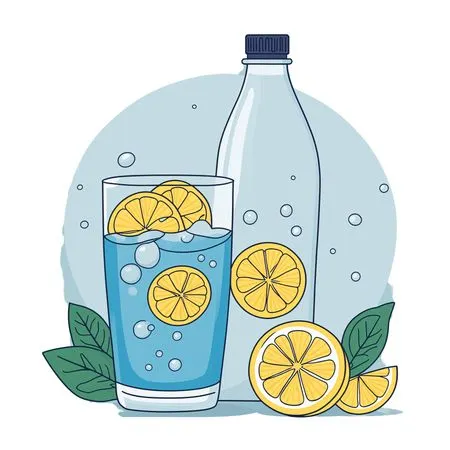 Sparkling sparkling water infused with lemon slices  AI Image