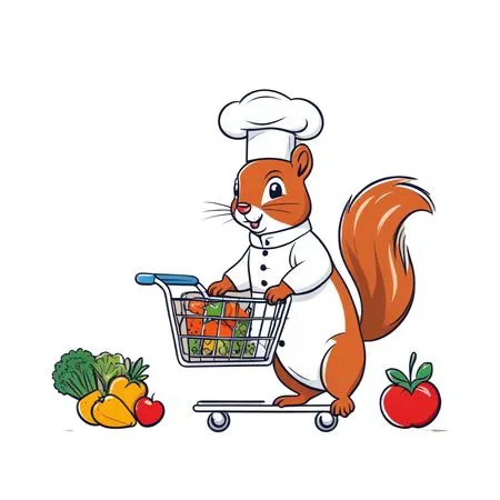 Squirrel Chef Doing Grocery Shopping  AI Image