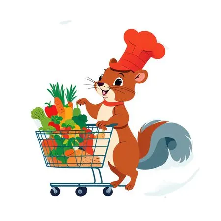 Squirrel Chef Shopping For Groceries  AI Image