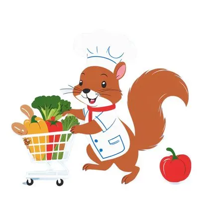 Squirrel Chef Shopping For Vegetables  AI Image
