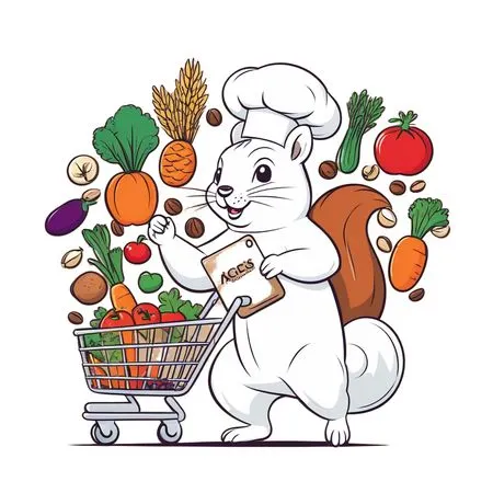 Squirrel Chef Shopping For Vegetables  AI Image