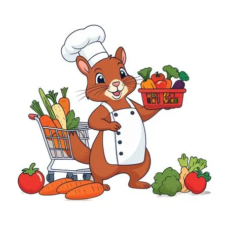 Squirrel Chef With Groceries  AI Image