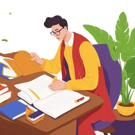 Student Focused On Studying At A Desk  AI Image