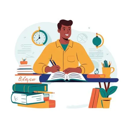 Student Studying At A Desk  AI Image