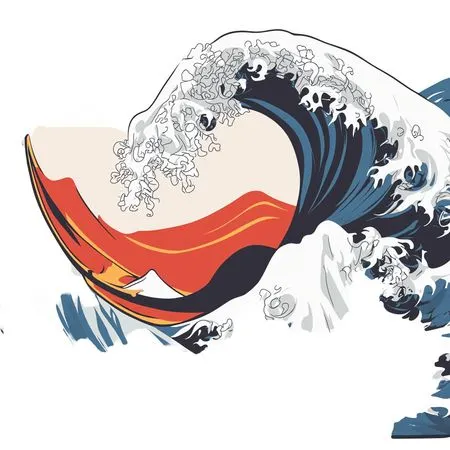Stylized Giant Wave  AI Image