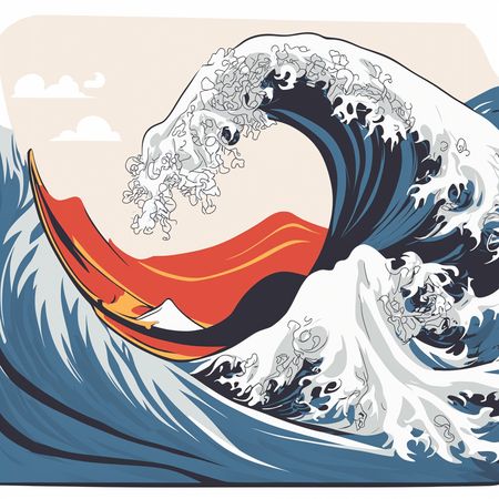 Stylized Giant Wave  AI Image