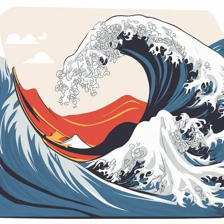 Stylized Giant Wave  AI Image