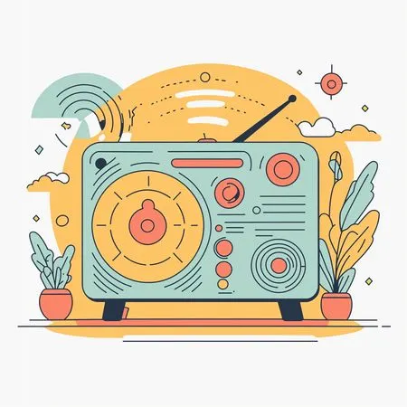 Stylized Retro Radio With Plants  AI Image