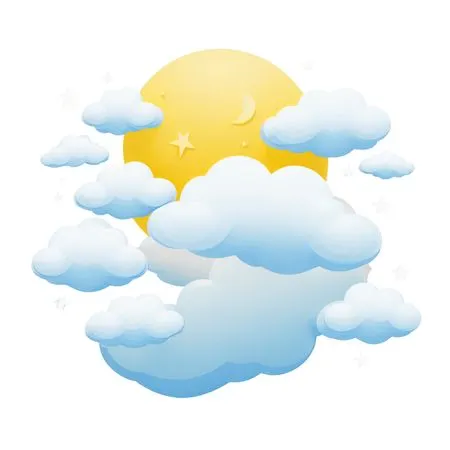 Sun Behind Clouds And Stars  AI Image