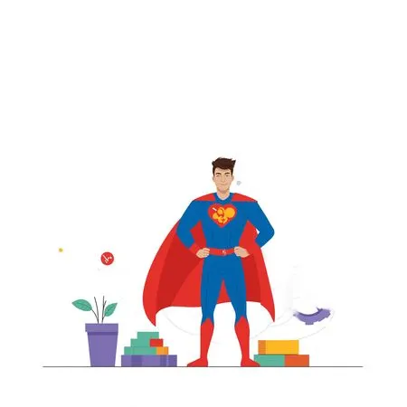 Superhero managing documents  AI Image