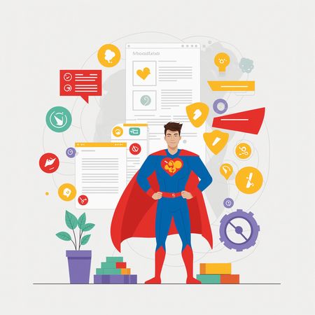 Superhero managing documents  AI Image