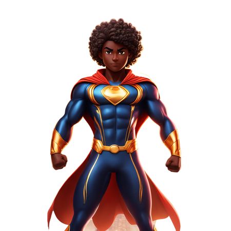 Superhero Stands Boldly With Cityscape Backdrop  AI Image