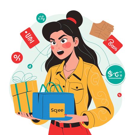 Surprised Woman With Shopping Bags And Gifts  AI Image