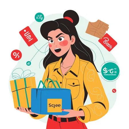 Surprised Woman With Shopping Bags And Gifts  AI Image