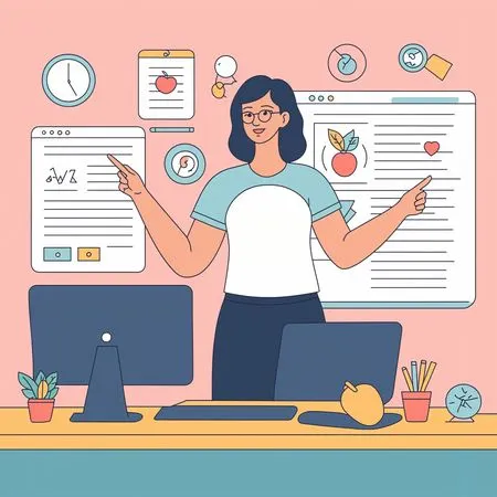 Teacher teaching on board inside a classroom AI Image