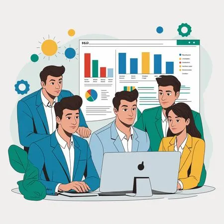 Team Analyzing Data On A Computer  AI Image