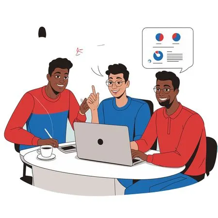Team Collaboration And Discussion Around A Laptop  AI Image