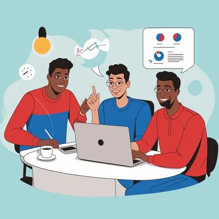 Team Collaboration And Discussion Around A Laptop  AI Image