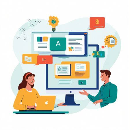 Team doing collaborative content creation  AI Image