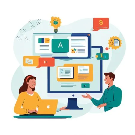 Team doing collaborative content creation  AI Image