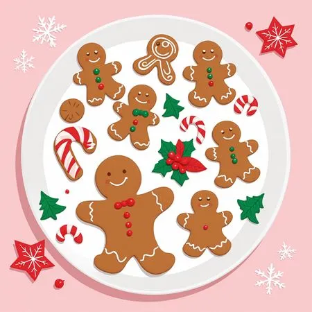 Teller mit festlichen Lebkuchen  KI-Bild