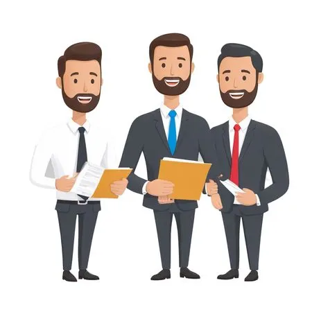 Three Businessmen In Suits Holding Documents  AI Image