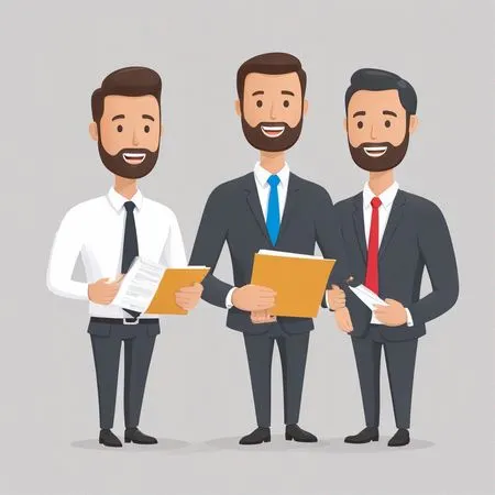Three Businessmen In Suits Holding Documents  AI Image