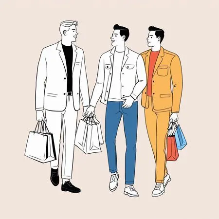 Three Men Shopping Together  AI Image