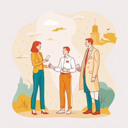 ビジネスミーティングに参加する3人  AI画像