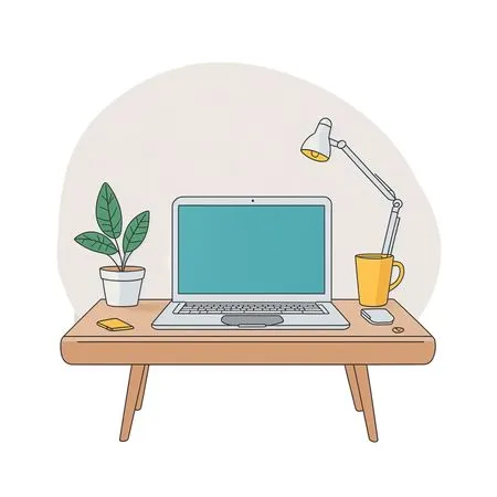 Tidy Workspace With Laptop Stand  AI Image