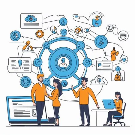 Trabajo en equipo empresarial y redes digitales  Imagen AI