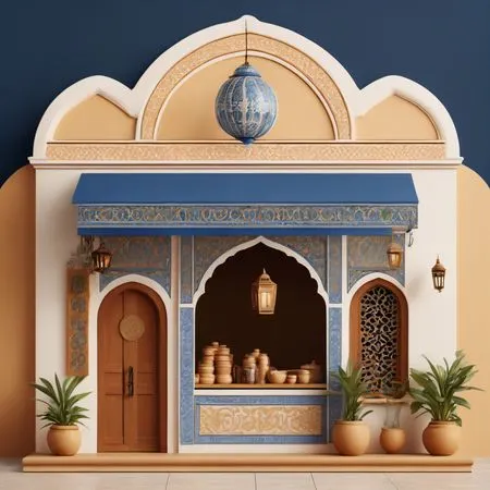 Traditional Moroccan inspired Facade With Lanterns And Ceramics  AI Image