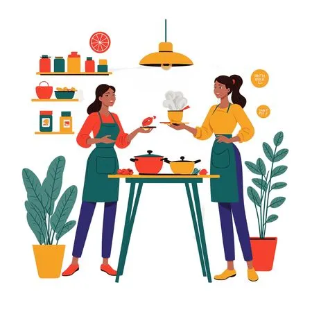 Two Chefs Preparing A Meal In A Kitchen  AI Image