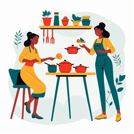 Two Women Cooking In A Kitchen  AI Image